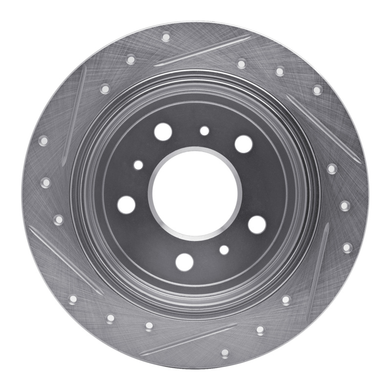 Buick LaCrosse Brake Rotor (1) - Rear Right - R1 Concepts - Drilled & Slotted - Silver - `06-`10